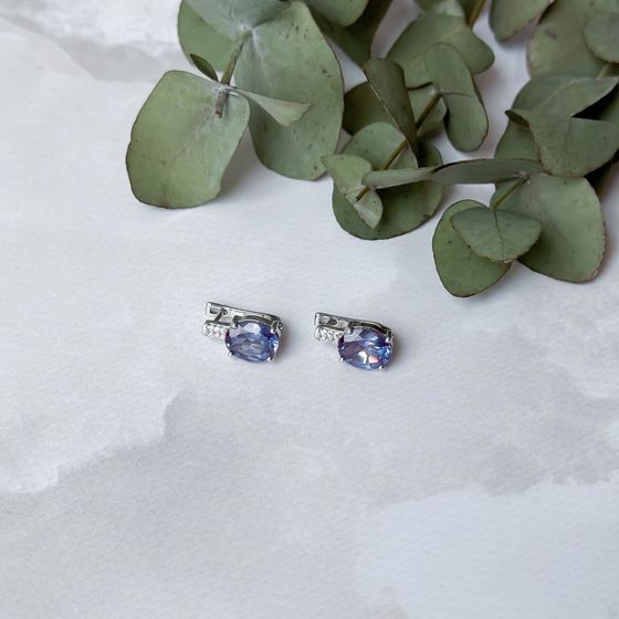 Серебряные серьги с александритом 6.761ct