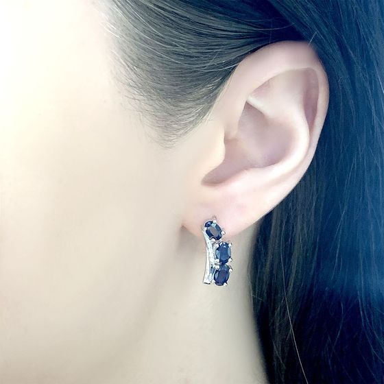 Серебряные серьги с сапфиром 3.632ct