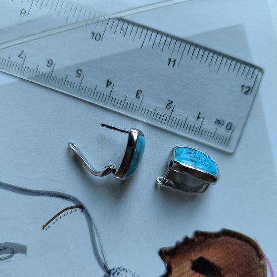 Серебряные серьги с бирюзой