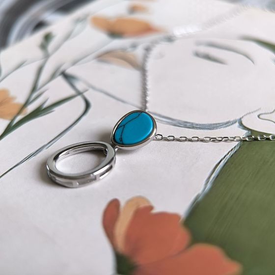 Серебряное колье с бирюзой