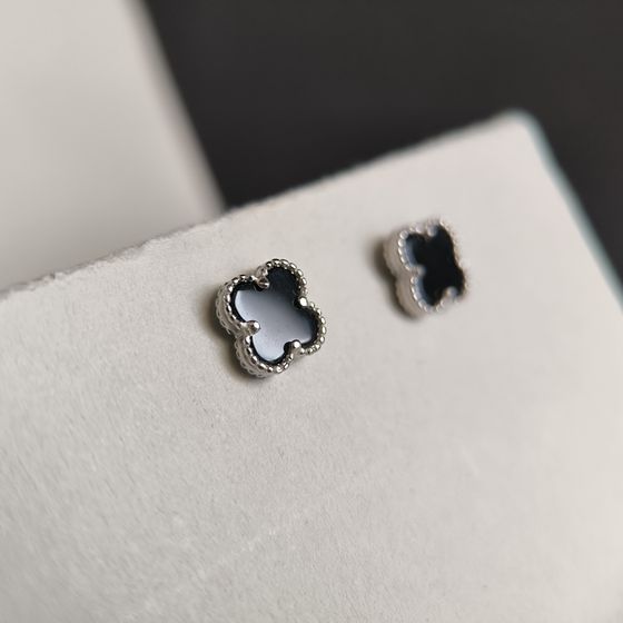 Серебряные серьги с ониксом