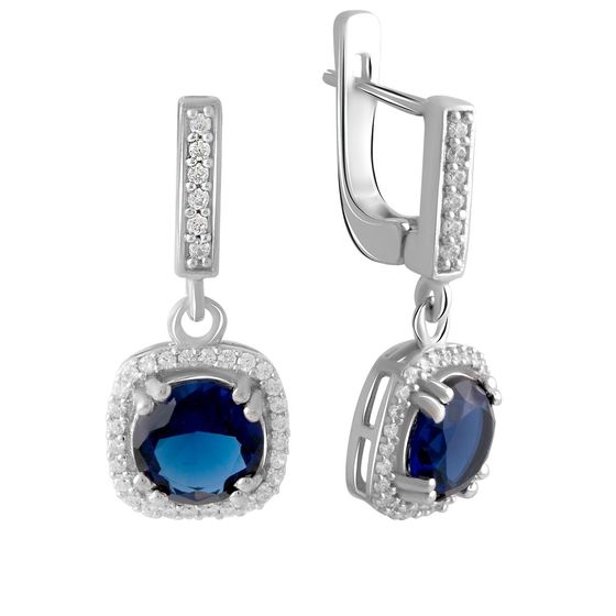 Серебряные серьги с сапфиром nano 3.731ct