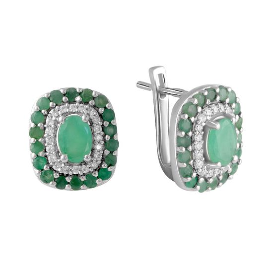 Серебряные серьги с изумрудом 1.308ct