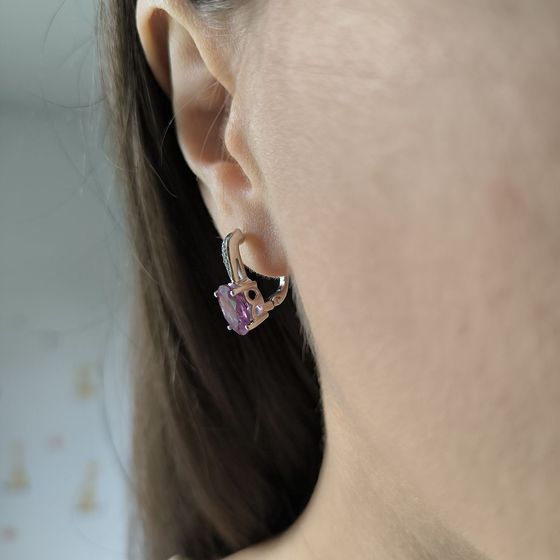 Серебряные серьги с александритом 6.017ct, фианитами