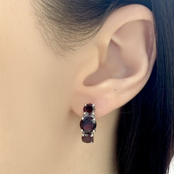 Серебряные серьги с гранатом 5.438ct