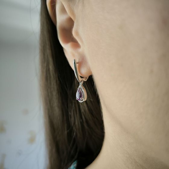 Серебряные серьги с аметистом 1.276ct