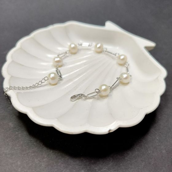 Серебряный браслет с жемчугом барочным