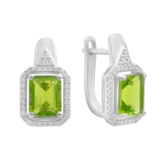 Серебряные серьги с хризолітом