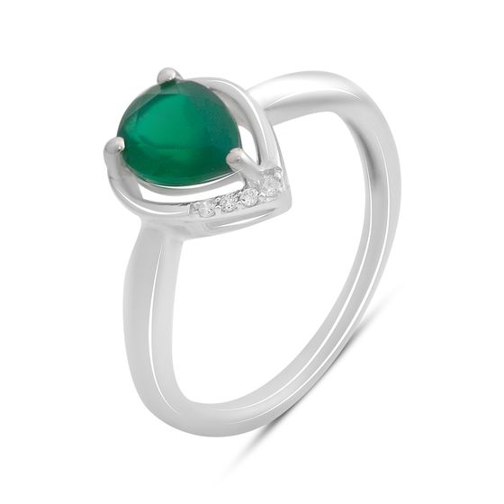 Серебряное кольцо с агатом 1.074ct, фианитами