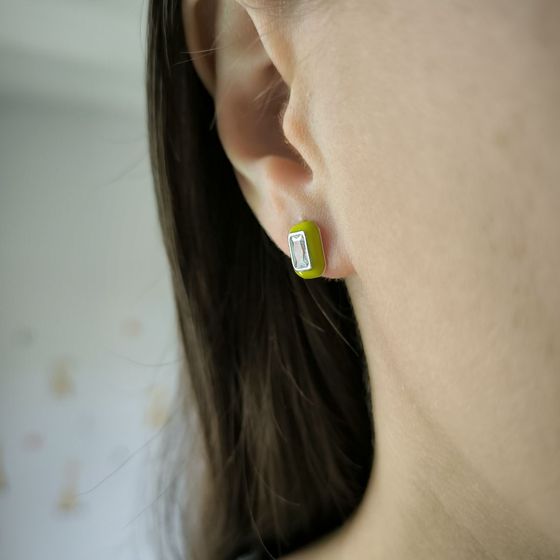 Серебряные серьги с фианитами, емаллю Серебряные серьги с фианитами, емаллю