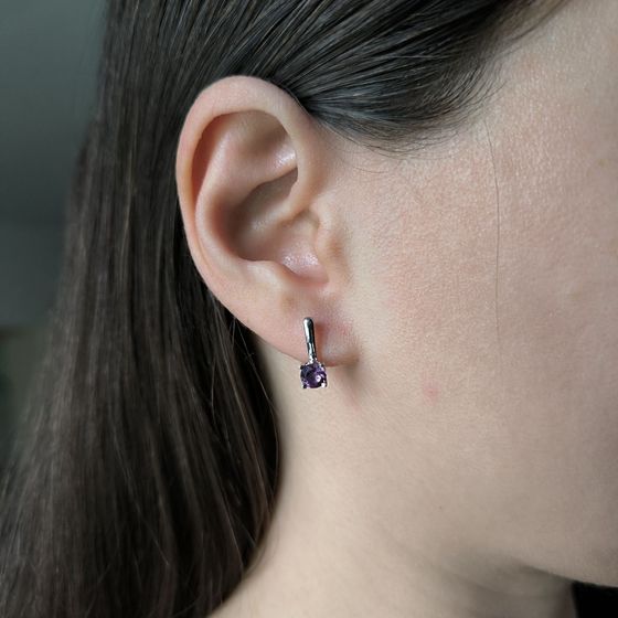 Серебряные серьги с аметистом 0.95ct