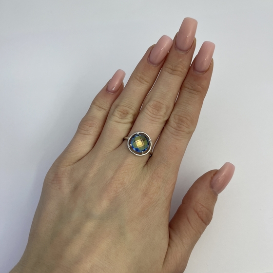 Серебряное кольцо с мистик топазом 6.427ct