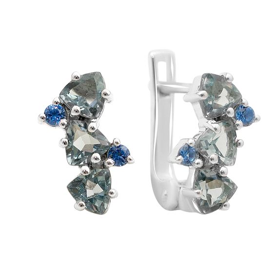 Серебряные серьги с топазом Лондон Блю 1.333ct, топазом