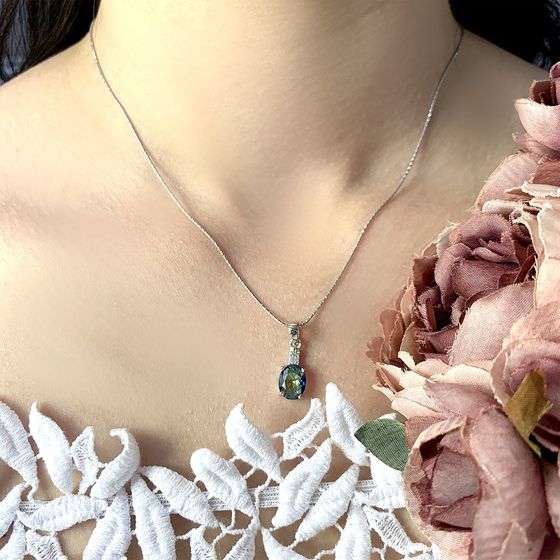 Серебряная подвеска с мистик топазом 1.936ct