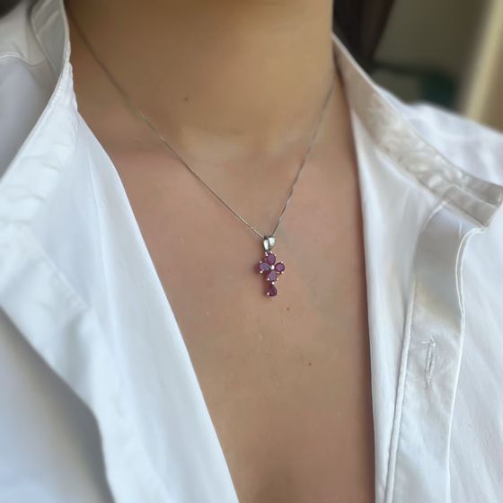 Серебряный крестик с рубином 2.39ct