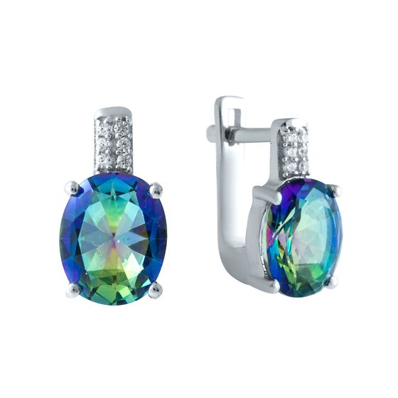 Серебряные серьги с мистик топазом 3.817ct