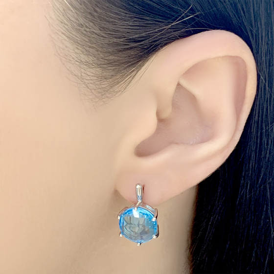 Серебряные серьги с аквамарином nano
