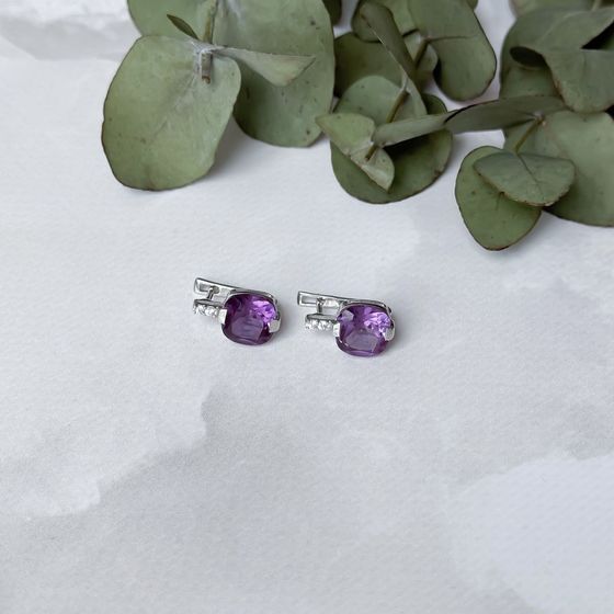 Серебряные серьги с александритом 7.303ct