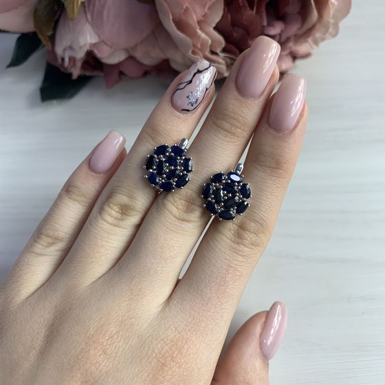 Серебряные серьги с сапфиром 5.625ct