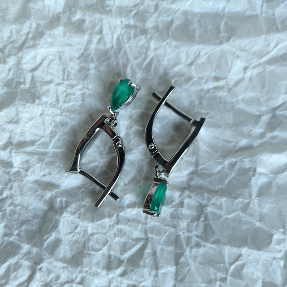 Серебряные серьги с агатом 1.258ct