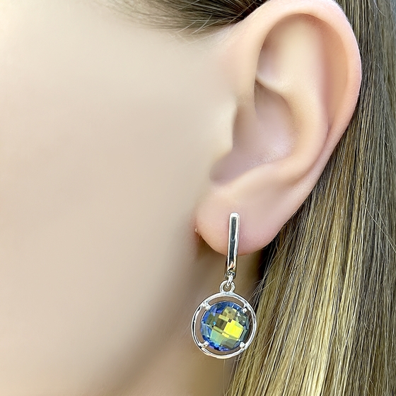 Серебряные серьги с мистик топазом 12.855ct