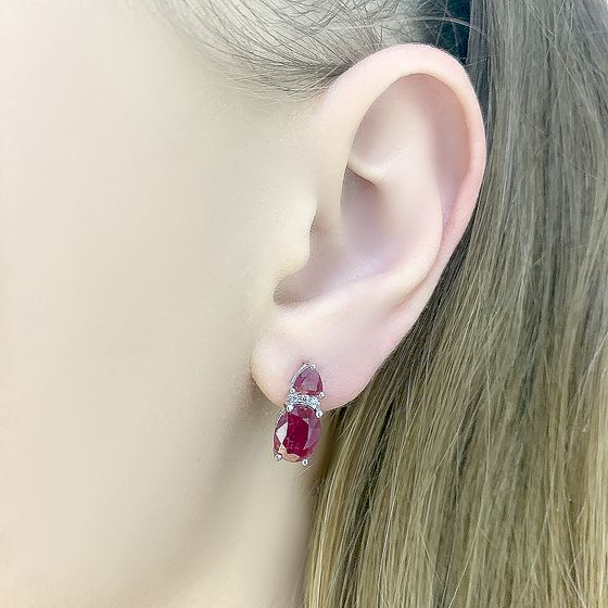 Серебряные серьги с рубином 4.274ct