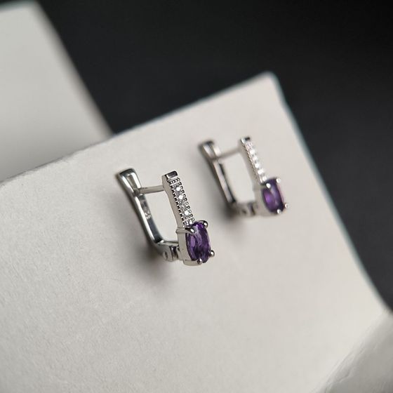 Серебряные серьги с аметистом 0.838ct