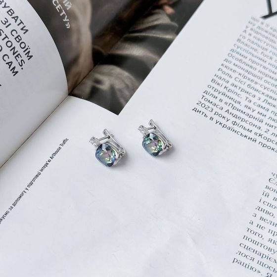 Серебряные серьги с мистик топазом 10.511ct