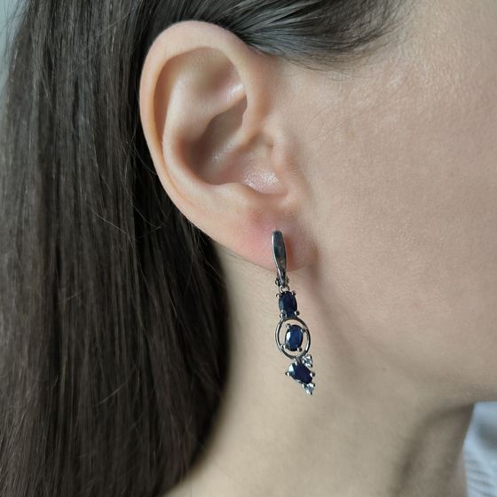 Серебряные серьги с сапфиром 3.407ct