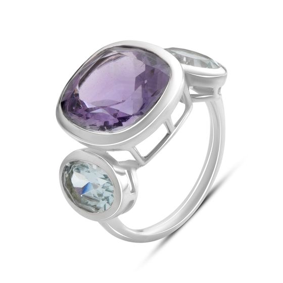 Серебряное кольцо с аметистом, топазом