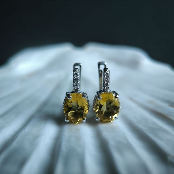 Серебряные серьги с цитрином nano 3.718ct