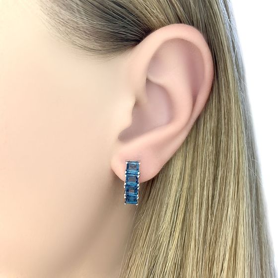 Серебряные серьги с топазом Лондон Блю 2.442ct