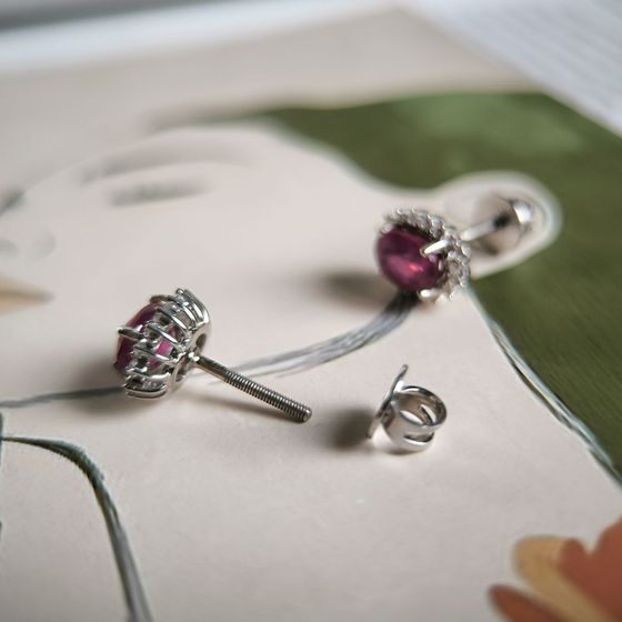 Серебряные серьги с рубином 2.495ct