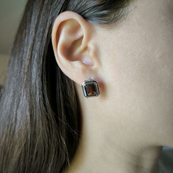 Серебряные серьги с раухтопазом (дымчатым кварцем) 5.658ct