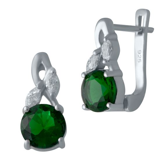 Серебряные серьги с изумрудом nano 2.976ct
