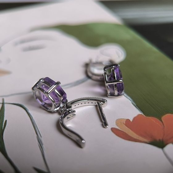 Серебряные серьги с аметистом 7.85ct