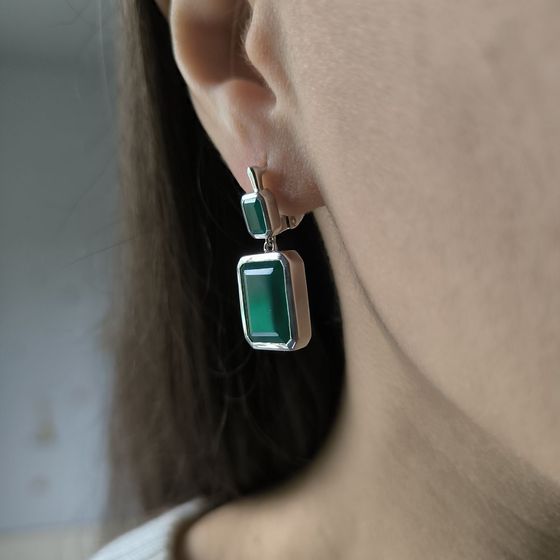 Серебряные серьги с агатом 13.775ct