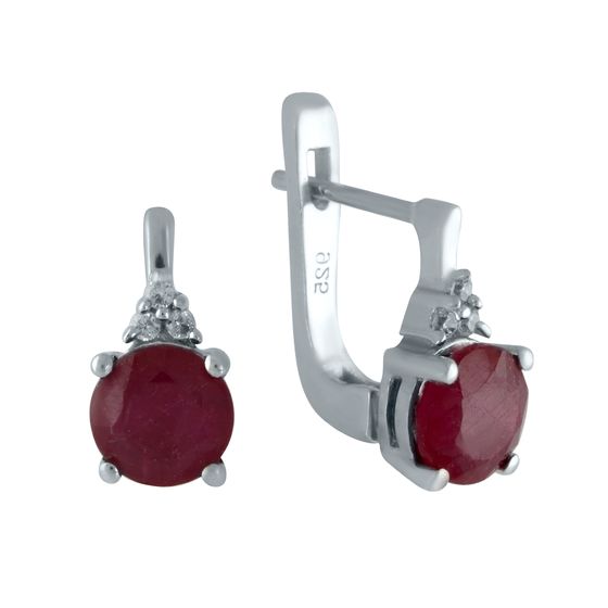 Серебряные серьги с рубином 3.703ct