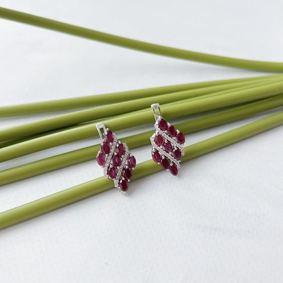 Серебряные серьги с рубином 7.101ct